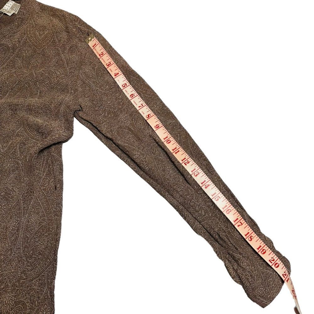 Vintage Joseph Abboud Paisley Taupe band collar long sleeve shirt size 4 - Picture 8 of 10